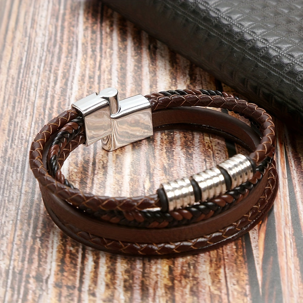 Bracelet Refined Woven Leather for the Stylish Man
