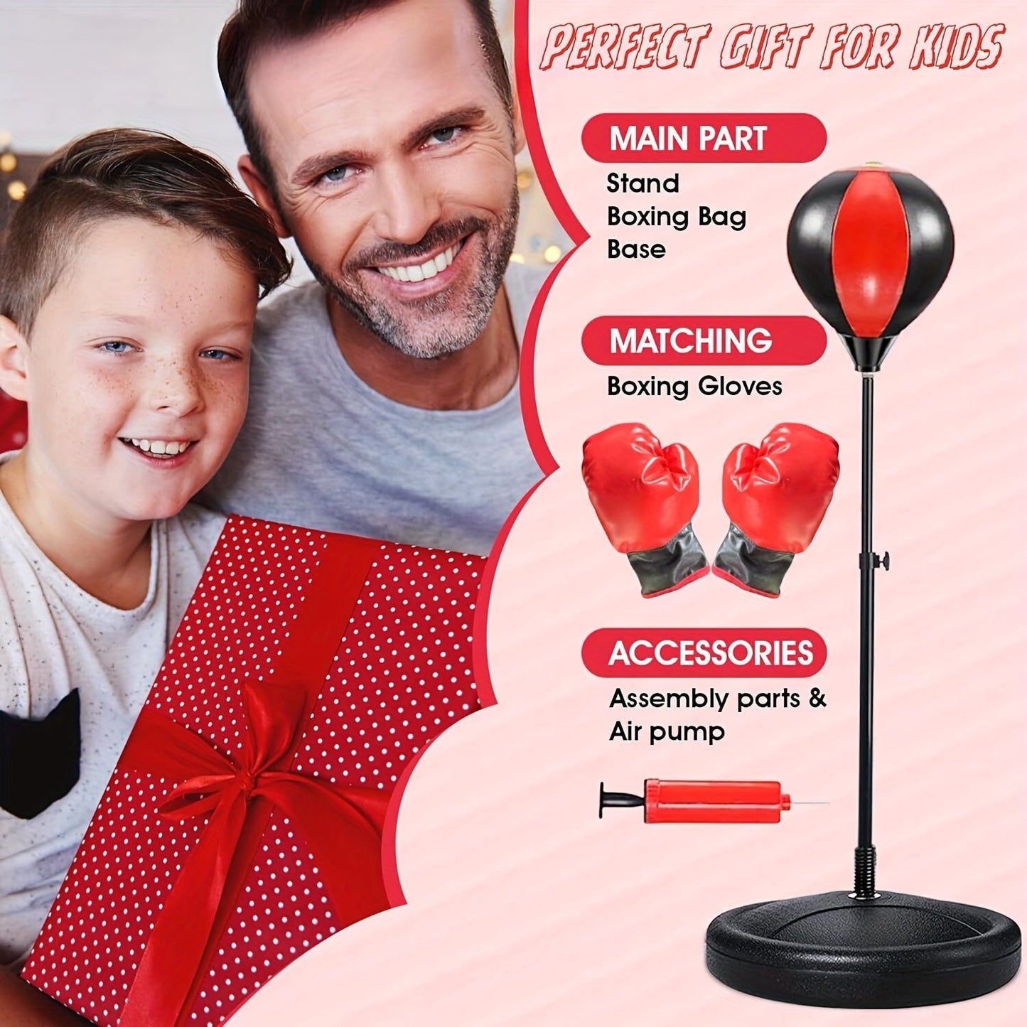 Bag Junior Punching for Adjustable Punching Bag with Gloves for Children