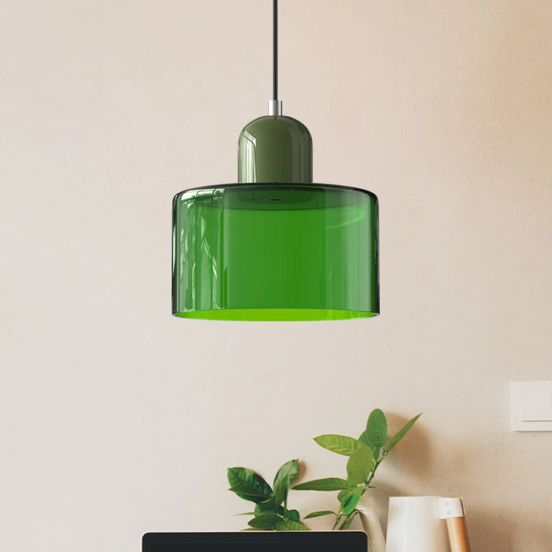 Glass with Retro Pendant Lamp with Shade and Adjustable Cord for a Warm Atmosphere