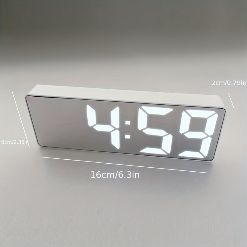 Clock with Digital LED Alarm Temperature Display and Adjustable Brightness