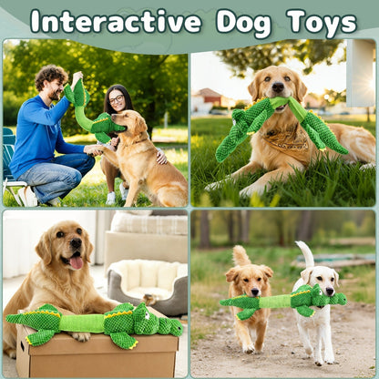 Toy with Sturdy Crocodile Dog Squeaker for Tug-of-War and Interactive Play