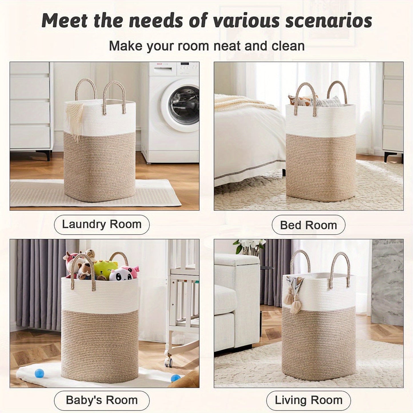 Basket Extra Large Woven Laundry for Space for All Your Things, Durable and Practical