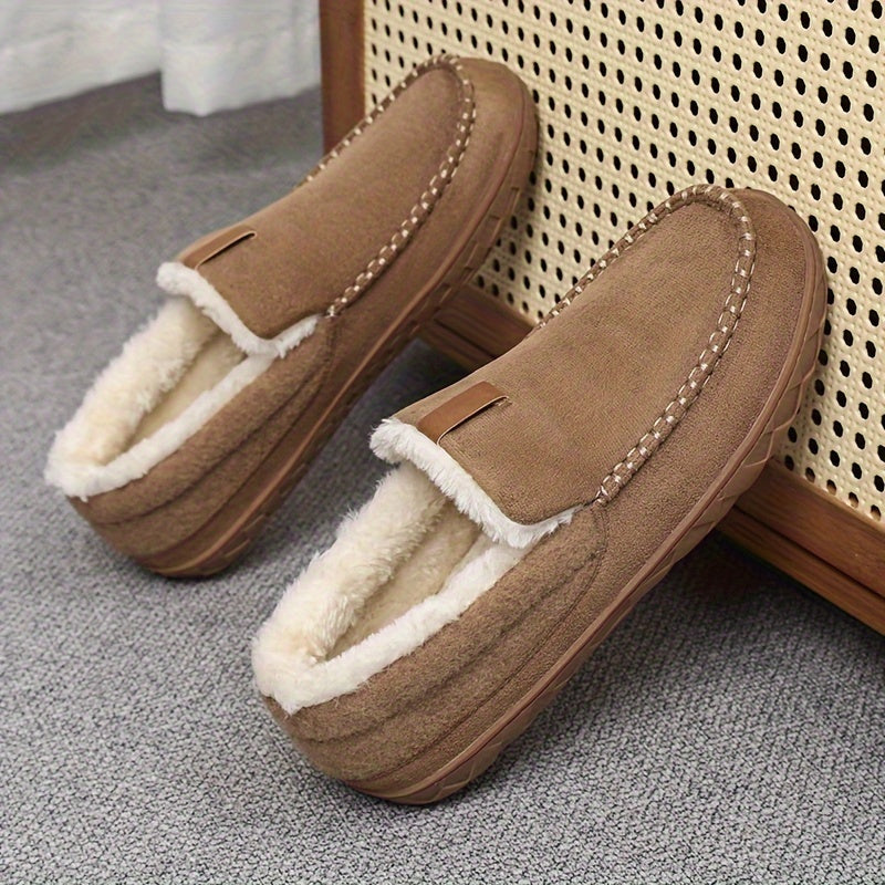 Warm Slippers for Men with Sheepskin Lining and Non-Slip Sole