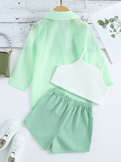 Set with Lightweight Girls' Summer Blouse and Shorts