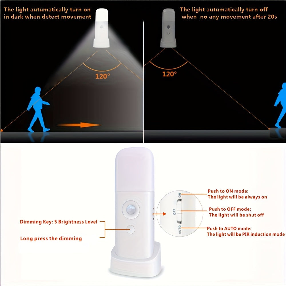 Night Light with LED Motion Sensor for USB Rechargeable and Adjustable Brightness
