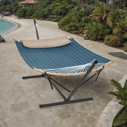 Stand Padded Hammock with for Comfortable Bamboo Spreader and Cushion