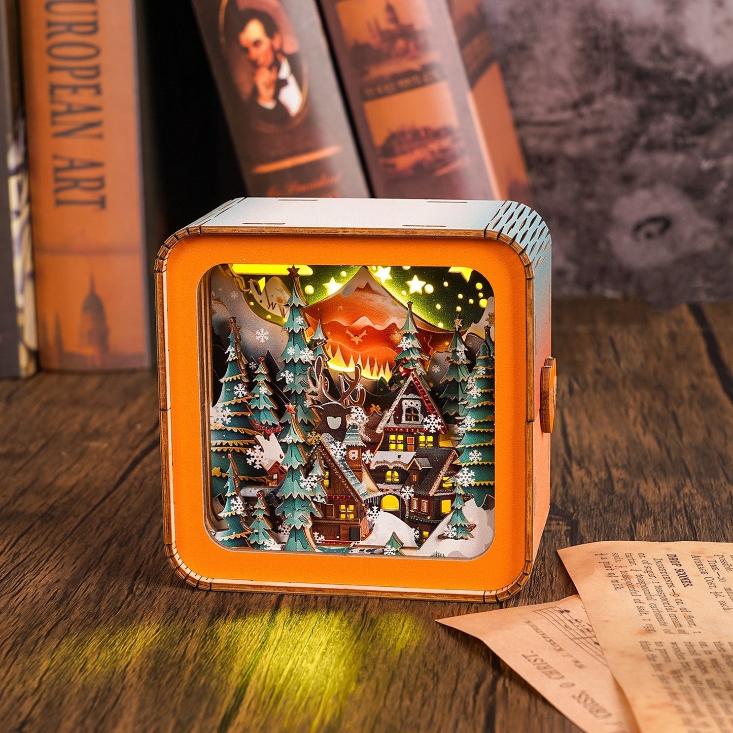 Light with Atmospheric 3D Christmas House Scale for Warm LED Light and Unique Decoration