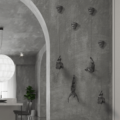 Set with Decorative Climbing Figures Wall Sculpture Design for Modern Wall Decoration