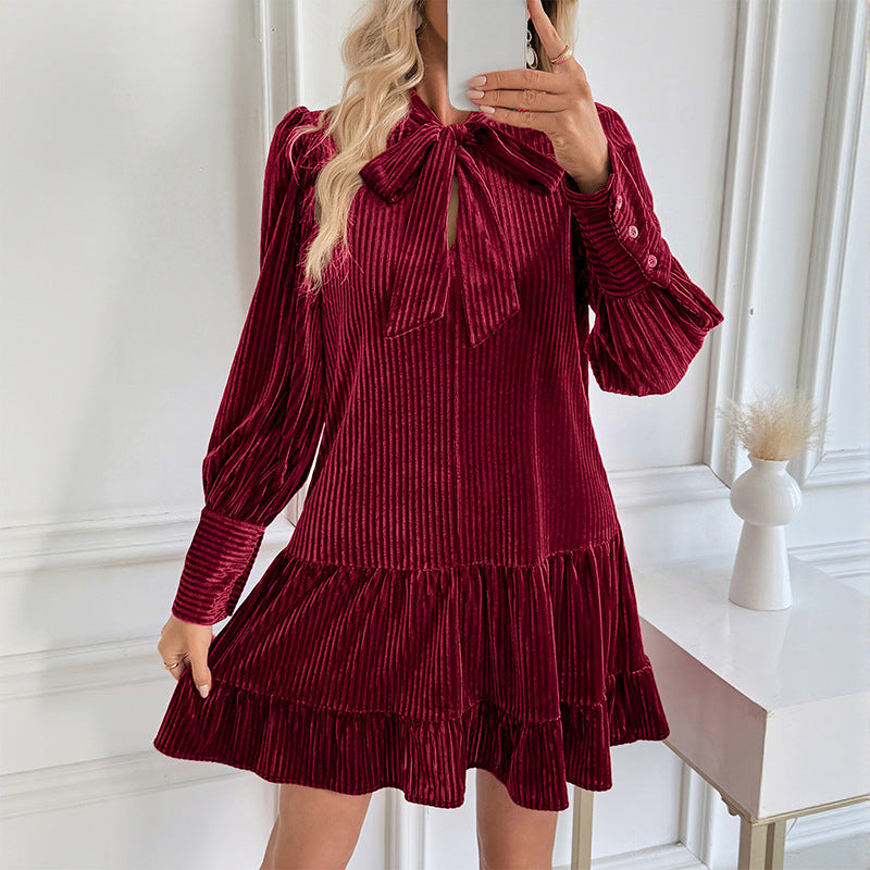 Ladies a-Line Dress with Long Sleeves for Elegant and Comfortable