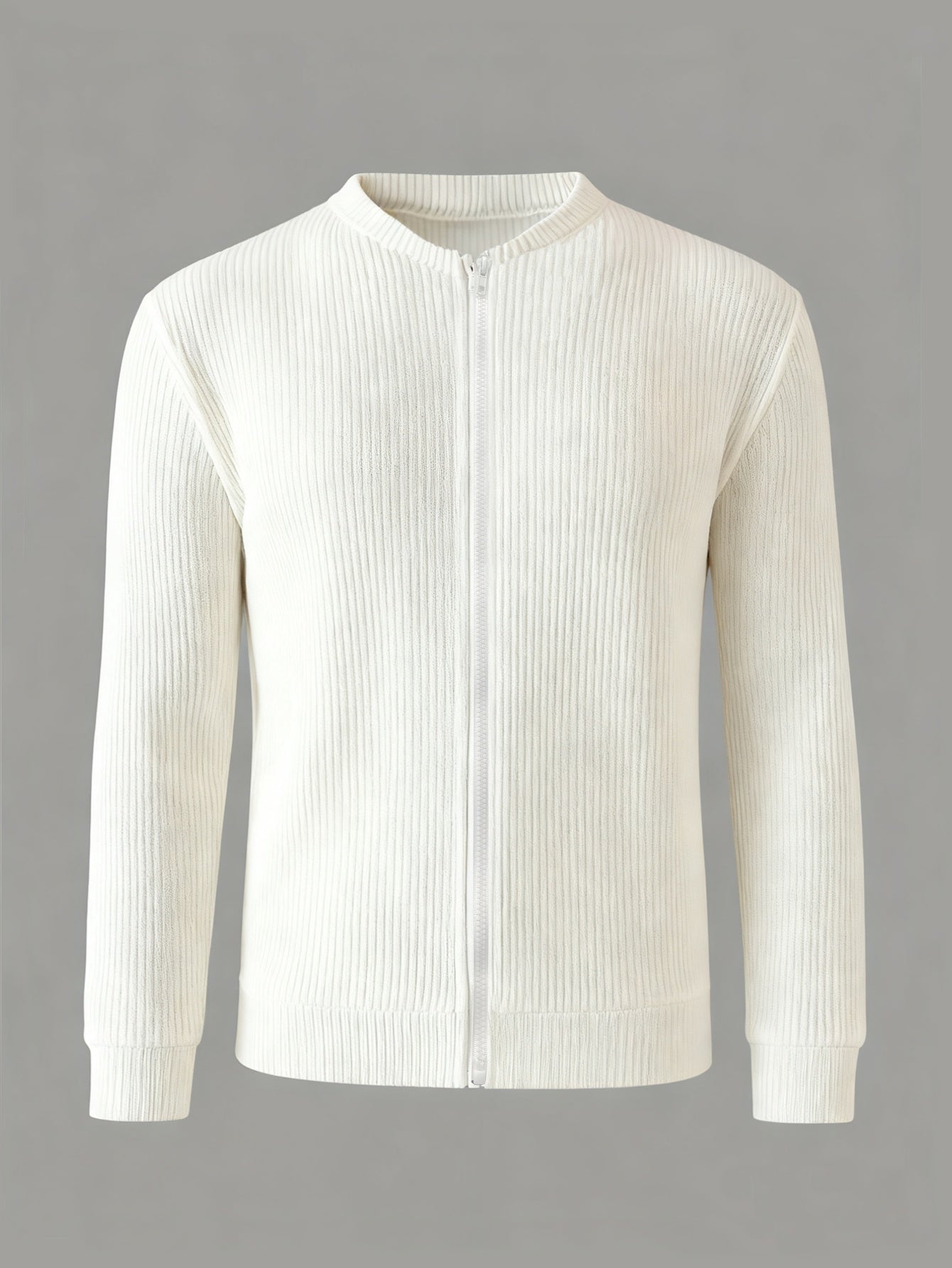 Men's Ribbed Zip-Up Cardigan for Relaxed Fit for Autumn and Winter