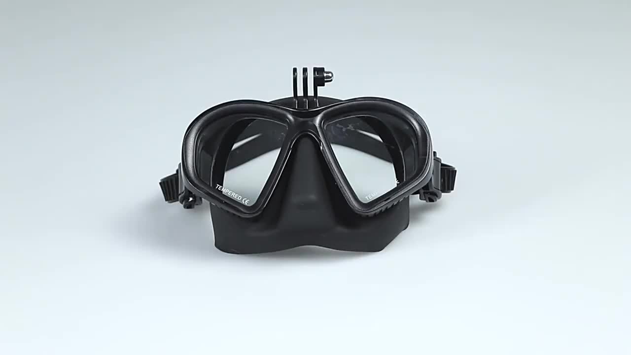 Case Tempered Diving Mask with Storage for Dive Goggles with Anti-Fog and Camera Mount