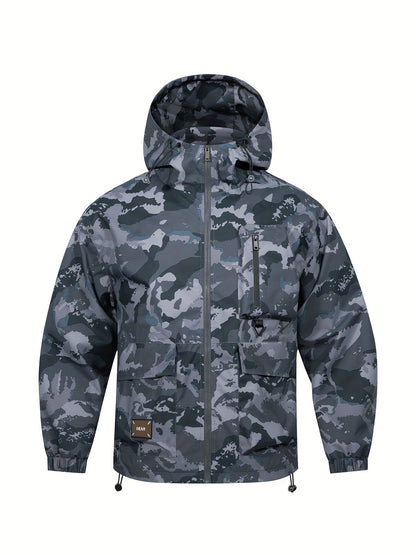 Men's Jacket with Camouflage Pattern and Hood for Casual and Comfortable