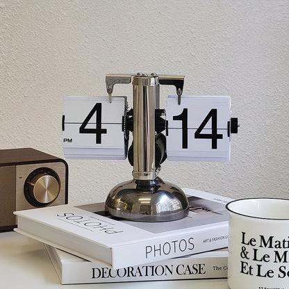 Clock with Vintage Flip Automatic Flipping Mechanism for Stylish Table Model