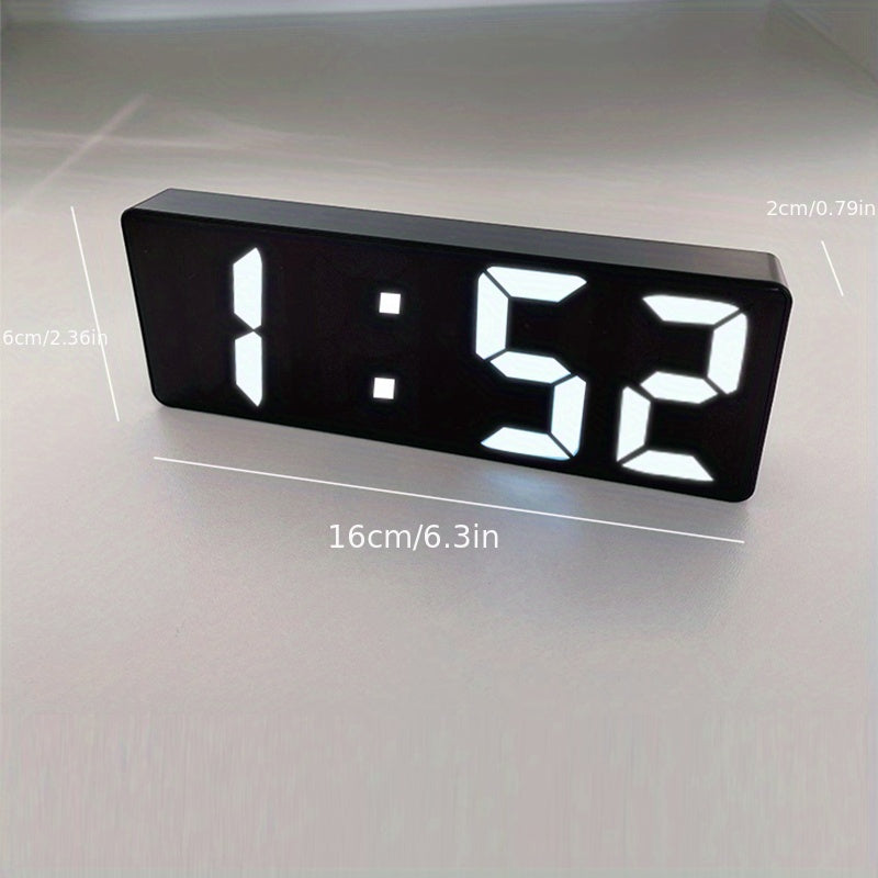 Clock with Digital LED Alarm Temperature Display and Adjustable Brightness