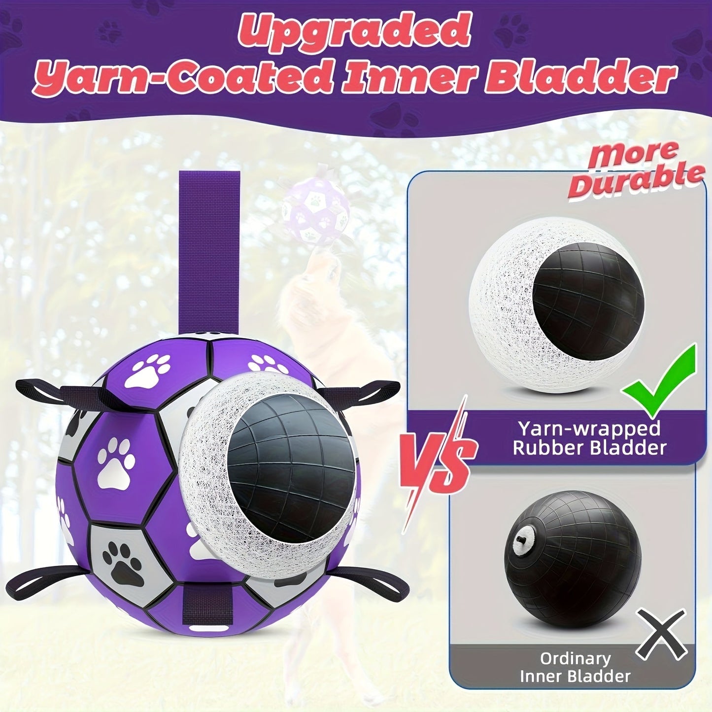 Dog with Rubber Play Ball with Handles for Indoor and Outdoor Use