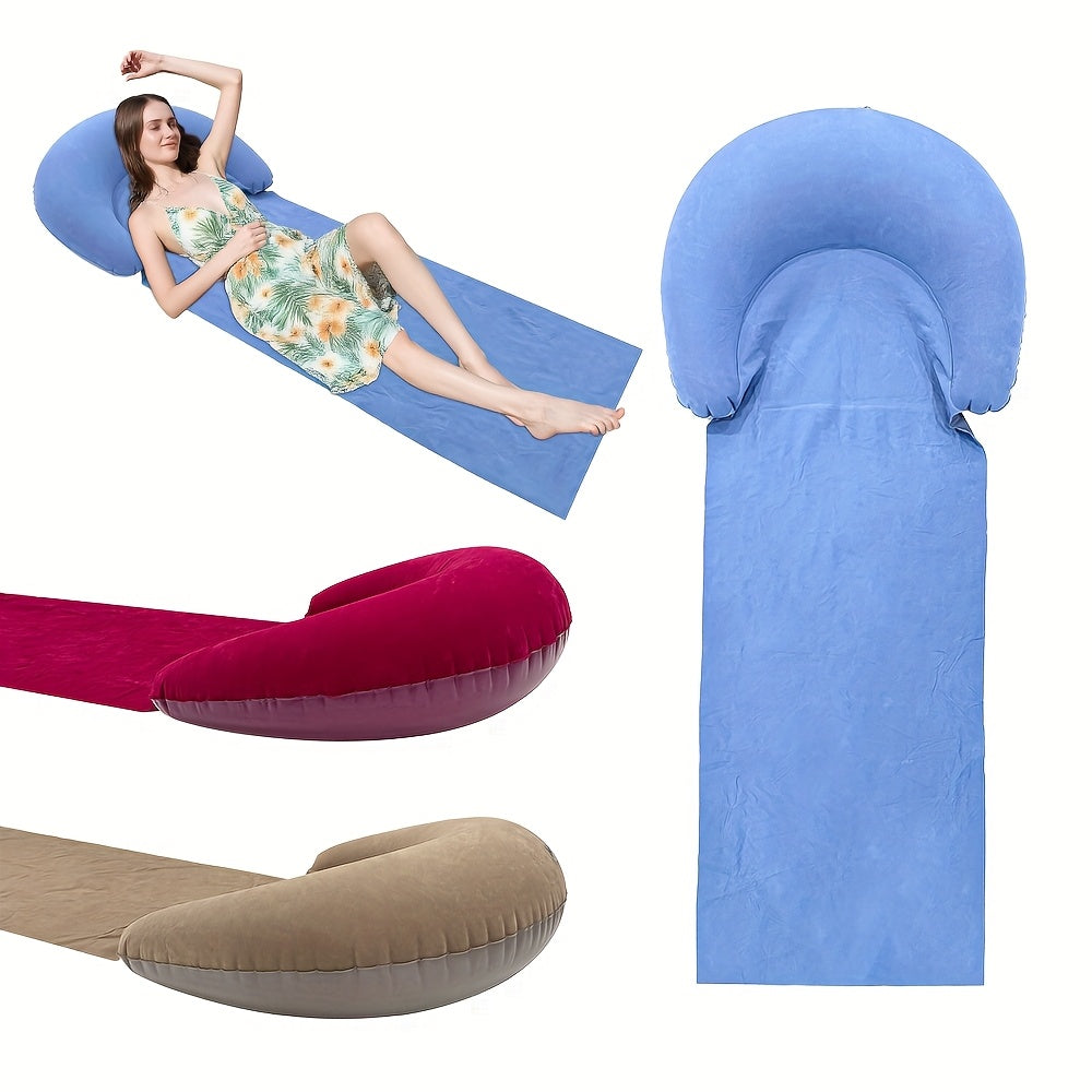 Mat with Comfortable Inflatable Beach Headrest for the Beach and Camping