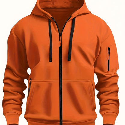 Men's Zip-Up Hoodie with Hood for Casual Outdoor Sweatshirt