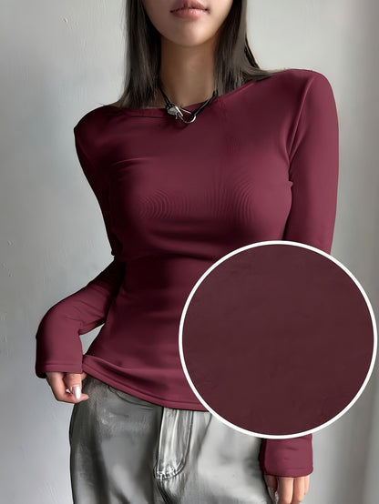 Ladies Thermal Long Sleeve Top for Autumn and Winter for Comfortable and Warm Basic Item