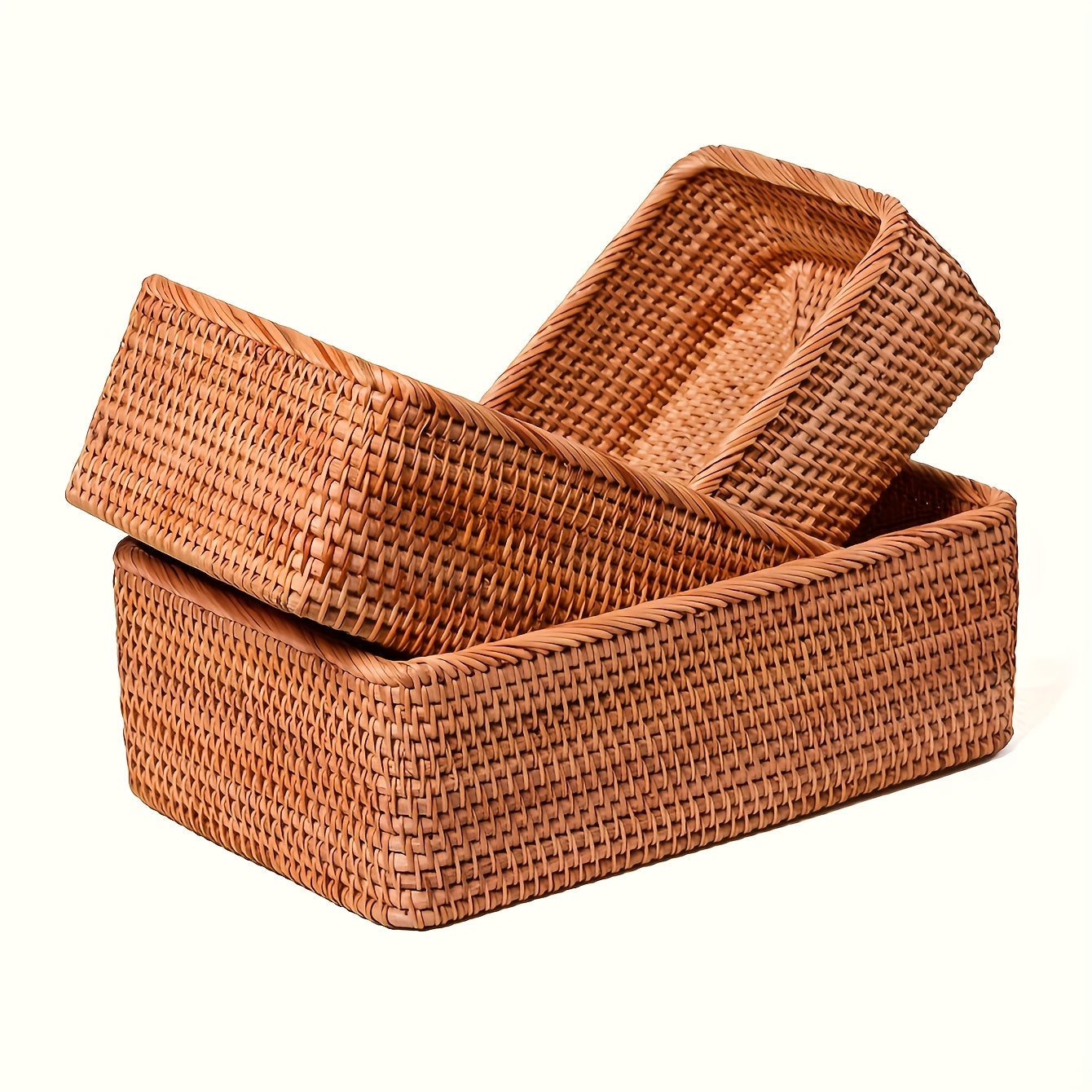 Storage Basket with Handwoven Rattan Design for Table and Bathroom