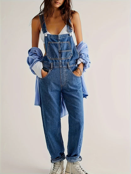 Ladies Denim Dungarees for Casual Overall with Loose Fit