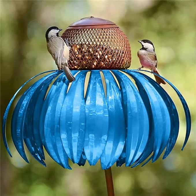 Decorative Bird Feeder House for Garden with Metal Flower Design and Durable