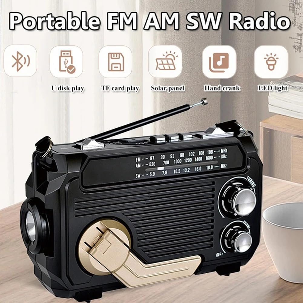 Emergency Radio with Dynamo and Solar Panel for Reliable Communication and Lighting