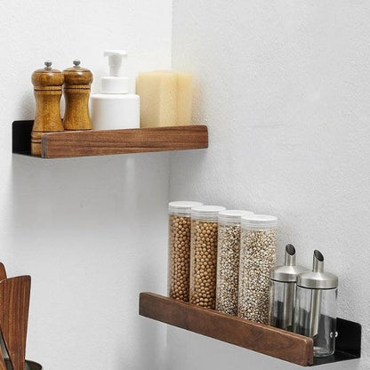 Organiser with Wooden Bathroom Without Drilling with Practical and Natural Design