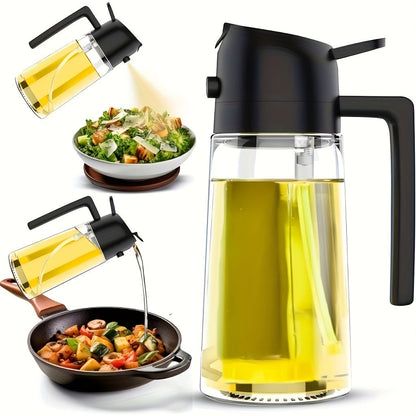 Dispenser with 2-in-1 Oil and Spray Bottle for Precise Oil Control for Kitchen and BBQ
