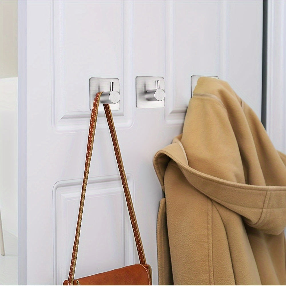 Hook with 4-Piece Self-Adhesive Stainless Steel Wall Set