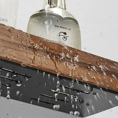 Organiser with Wooden Bathroom Without Drilling with Practical and Natural Design