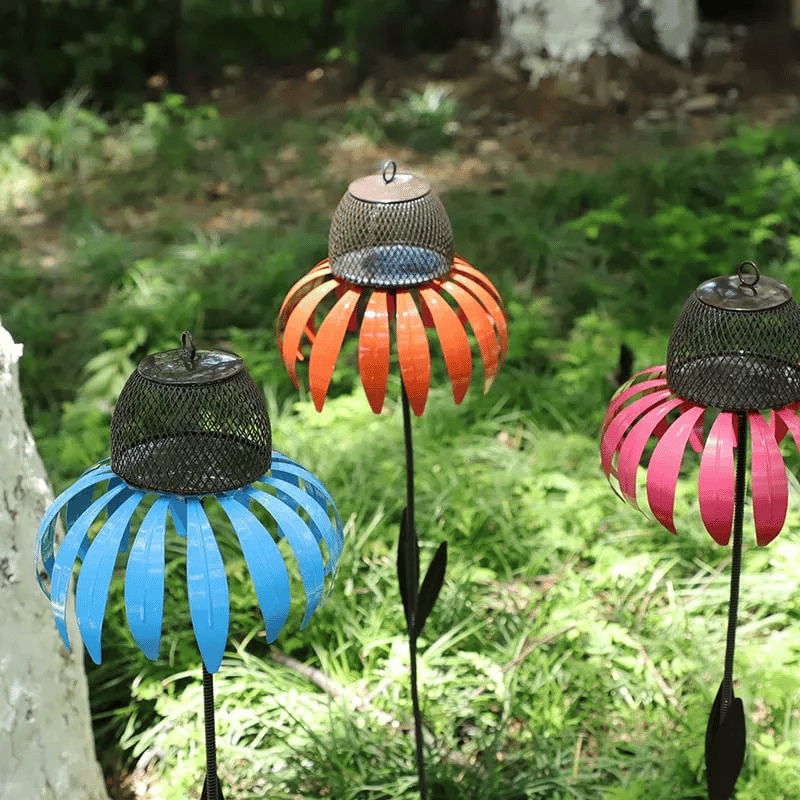 Decorative Bird Feeder House for Garden with Metal Flower Design and Durable