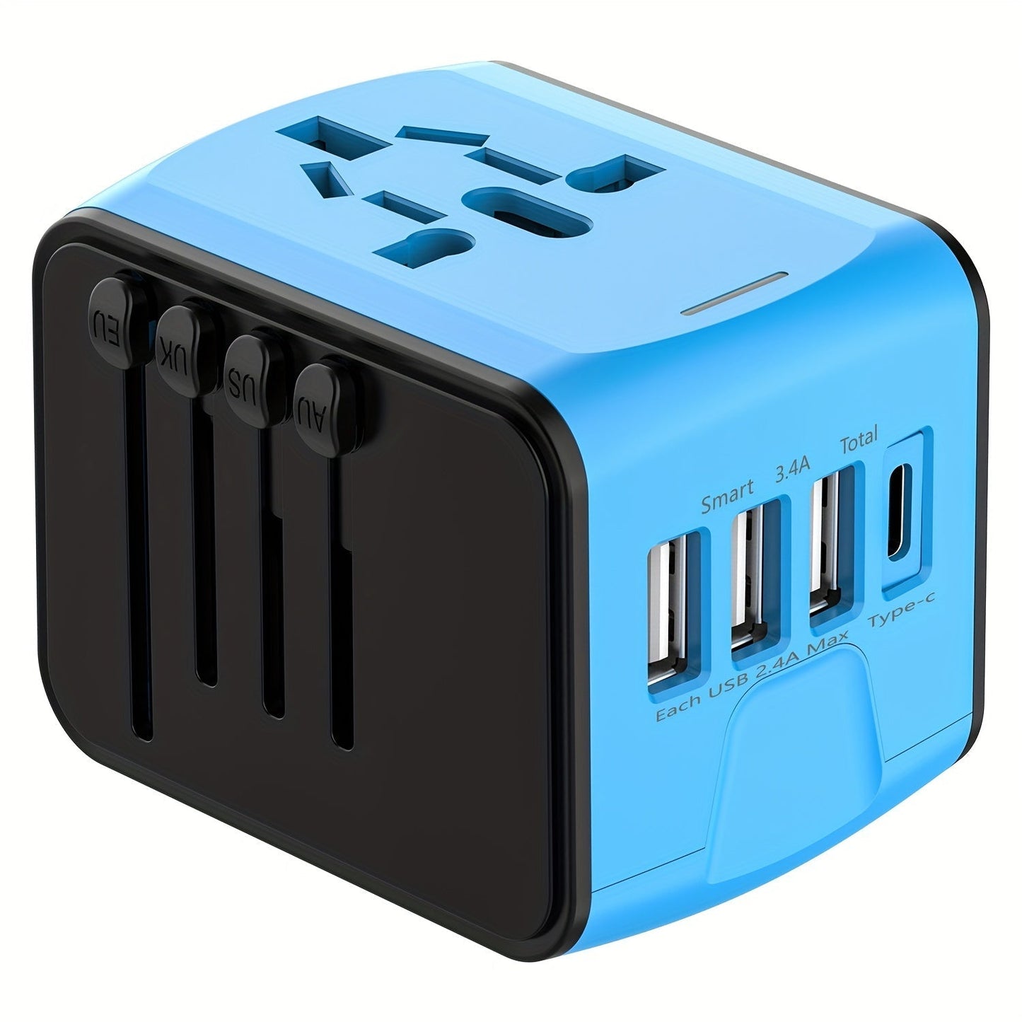 Travel Adapter with 4 USB Ports and Type-C for Global Charger