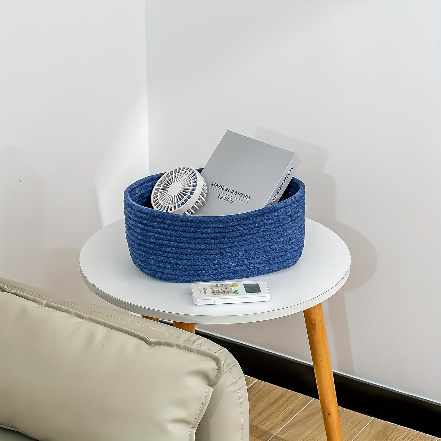 Storage Basket with Modern Woven Design for Wardrobe and Desk with Compact and Stylish Design