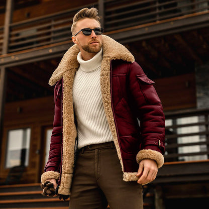 Shearling Aviator Jacket for Men with Warm Comfort and Timeless Style