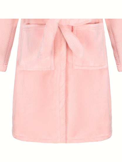 Children's Bathrobe with Hood for Soft Fleece Bathrobe for Girls with Comfortable Fit