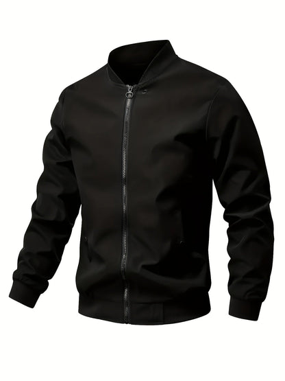 Stand with Lightweight Men's Summer Jacket with Up Collar and Zip Closure