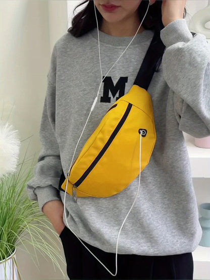 Bag with Sporty Bum Design for Women with Multiple Pockets and Adjustable Strap