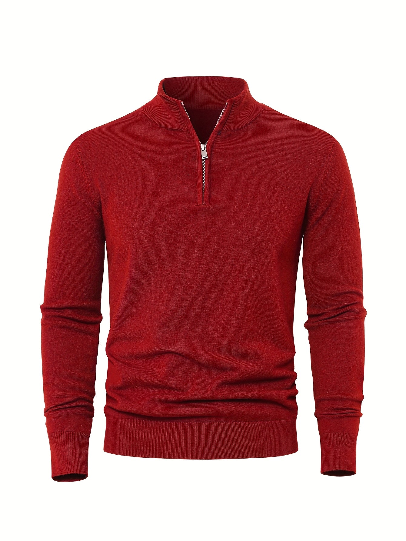 Men's Knitted Jumper with Half Zip with Warm High-Neck Style for Autumn and Winter