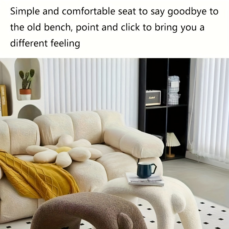 Cat-Shaped Plush Pouf with Cozy and Functional Design