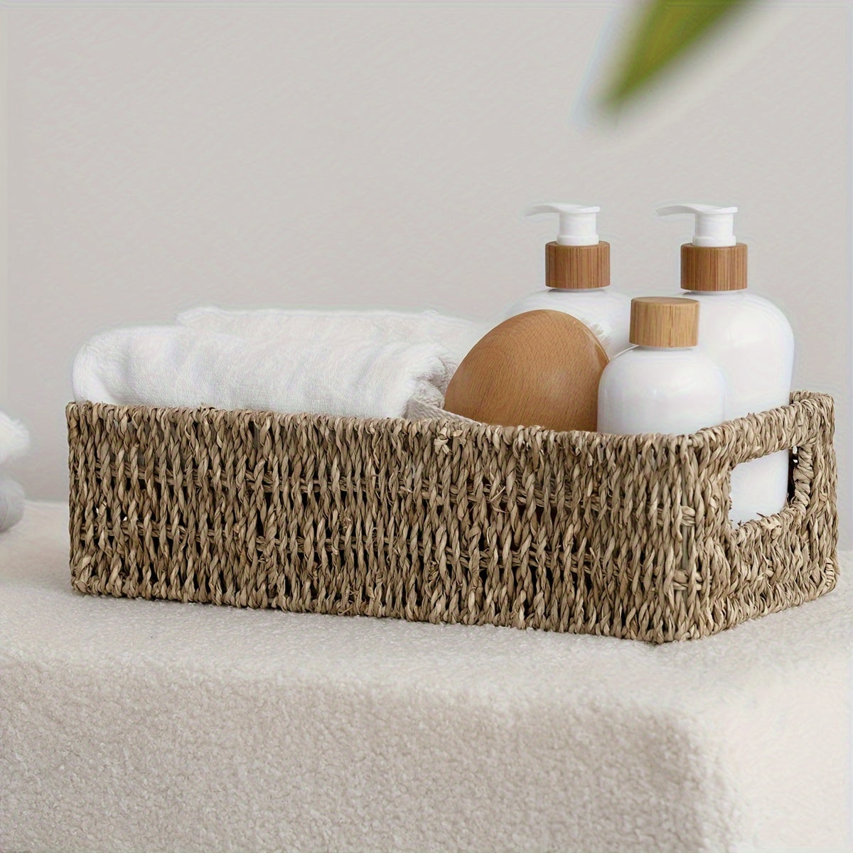 Storage Basket Handmade Seagrass for Ideal for Bathroom and Toilet