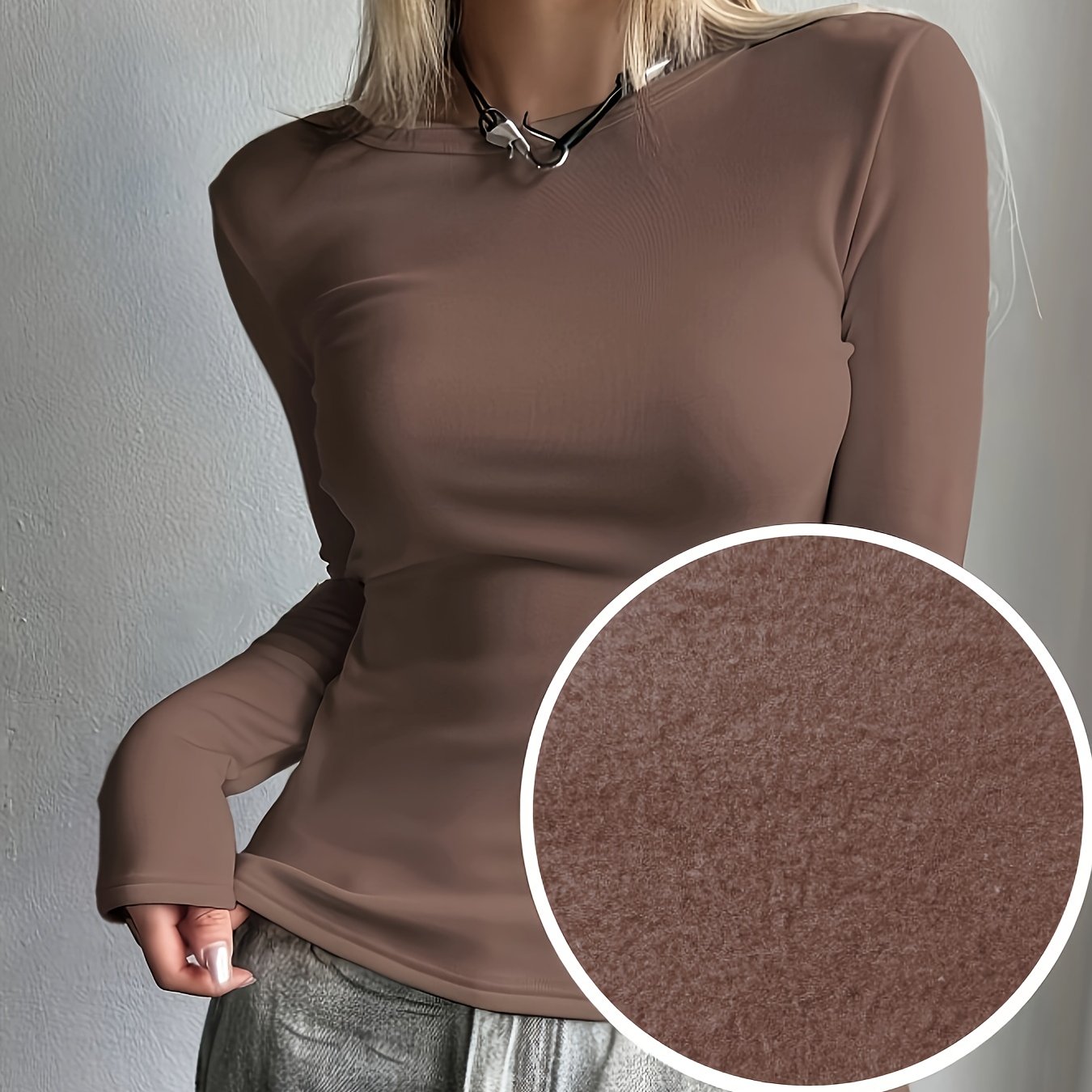 Ladies Thermal Long Sleeve Top for Autumn and Winter for Comfortable and Warm Basic Item