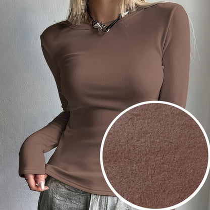 Ladies Thermal Long Sleeve Top for Autumn and Winter for Comfortable and Warm Basic Item