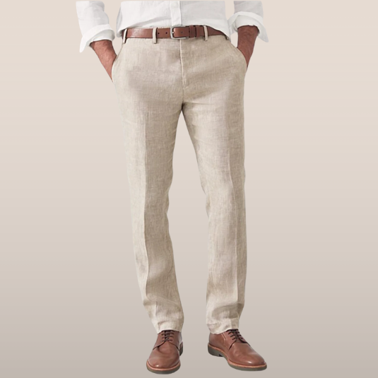 Linen Pants Men Breathable Summer Trousers with Modern Fit