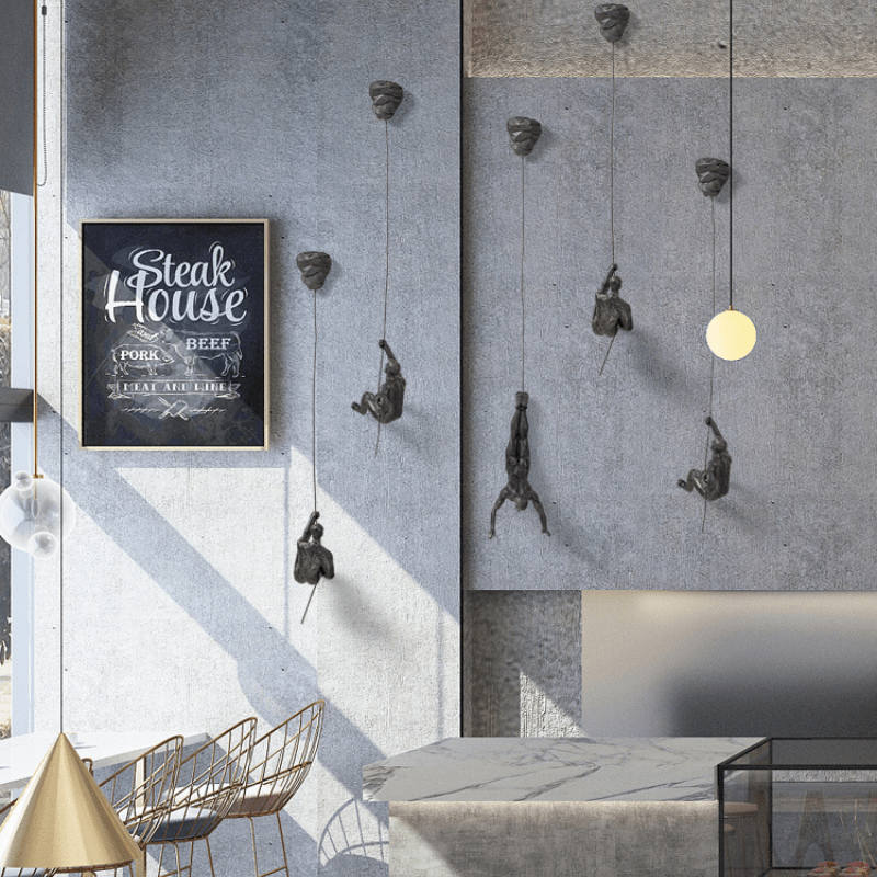 Set with Decorative Climbing Figures Wall Sculpture Design for Modern Wall Decoration