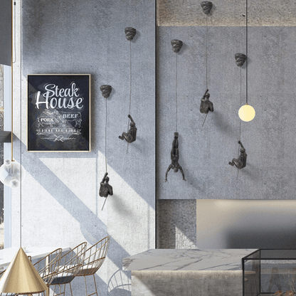 Set with Decorative Climbing Figures Wall Sculpture Design for Modern Wall Decoration