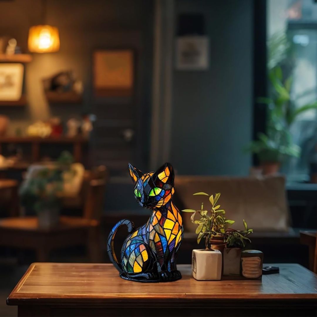Light Decorative Cat Lamp with Mosaic Design and Warm Ambient for Stylish Home Decoration