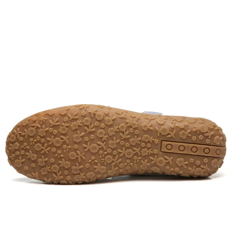 Leather Sandals for Women with Velcro and Comfort Sole