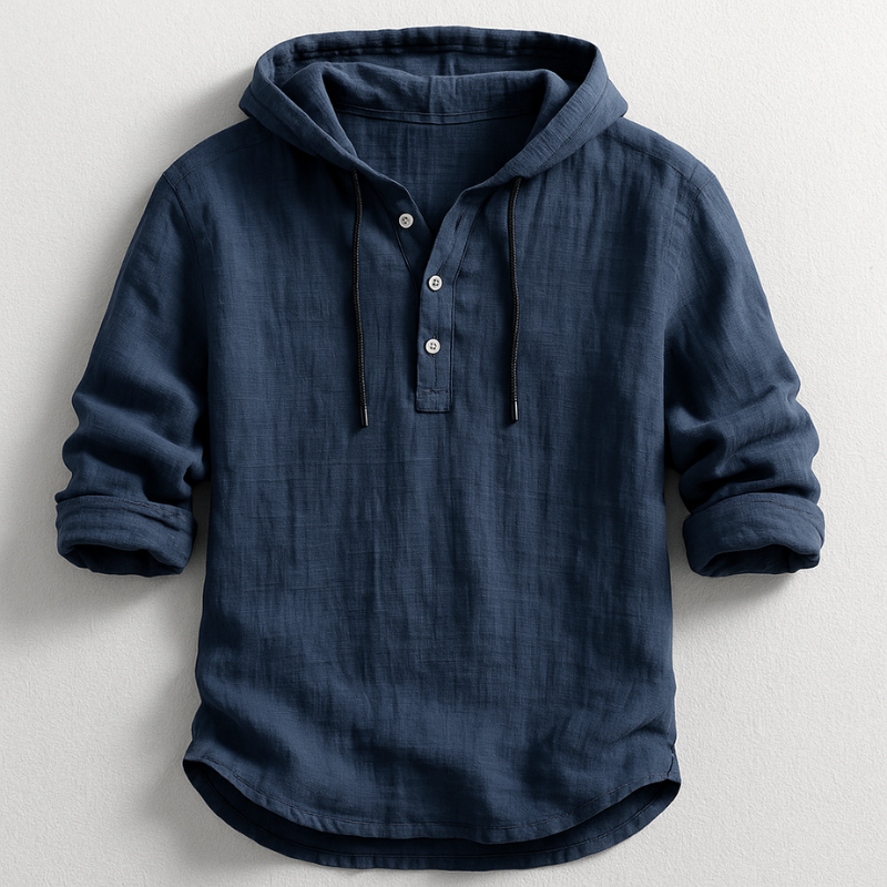 Men's Linen Shirt with Hood for Breezy Comfort and Casual Style