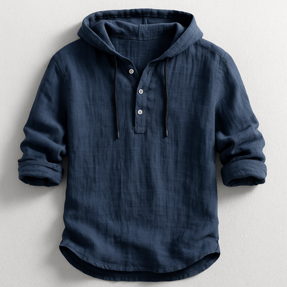 Men's Linen Shirt with Hood for Breezy Comfort and Casual Style