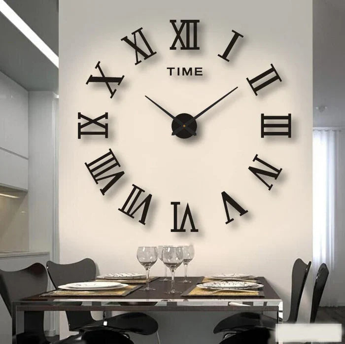 Clock with Decorative Wall Roman Numerals for Silent Quartz Clock for Modern Interiors